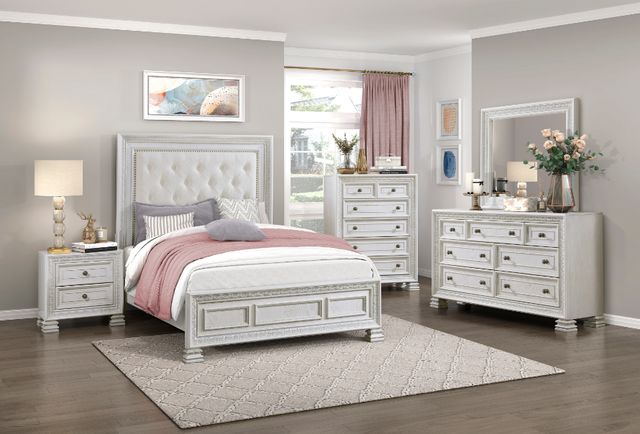 Homelegance® Theodora Pearl White California King Upholstered Panel Bed-1