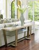 Lexington Home Lauren Canyon Griffith Park Silver Travertine Top Console Table with Burnished Silver Leaf Base-3