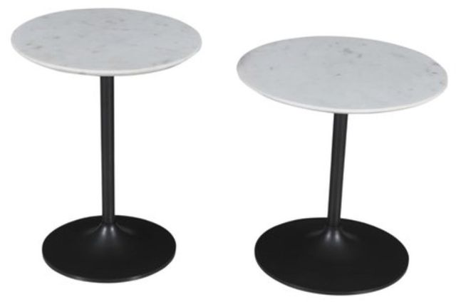 Jofran Inc. Global Archive Camille 2-Piece Marble Top Nesting Table Set with Gunmetal Base-0
