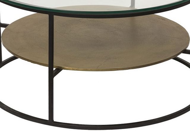 Moe's Home Collection Callie Glass Top Coffee Table with Antique Brass Frame-2