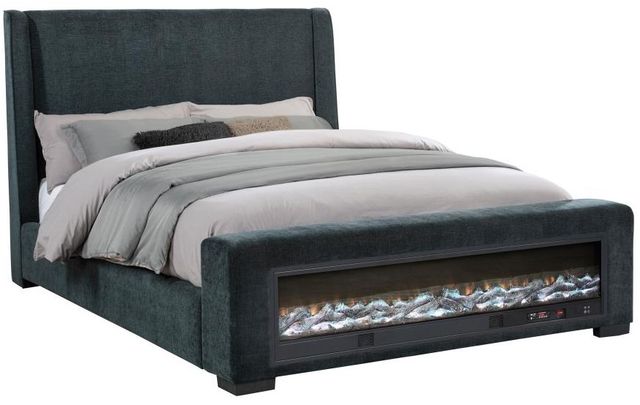 Coaster® Preston Dark Blue Queen Upholstered Panel Bed-0