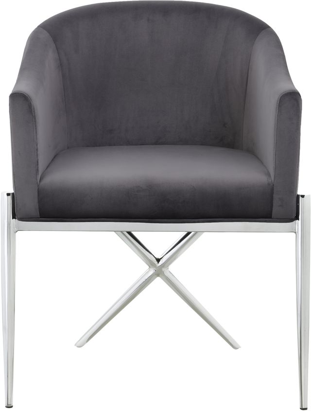 Meridian Furniture Xavier Gray/Chrome Velvet Dining Chair-1