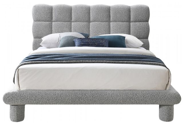 Meridian Furniture Deco Grey King Boucle Panel Bed-1