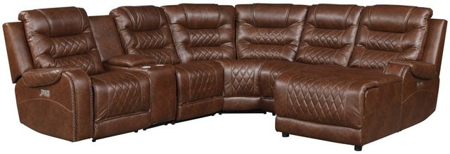 Homelegance® Putnam 6-Piece Brown Power Reclining Sectional with Chaise-0