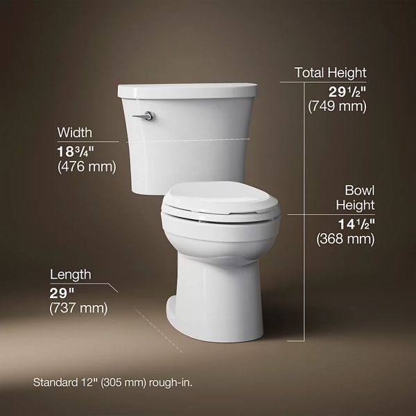 KOHLER® Kingston™ White 30" Toilet, 1.28 Gpf-4