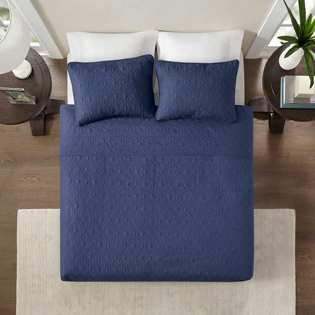 Olliix by Madison Park Navy Twin/Twin XL Quebec Reversible Coverlet Set-3