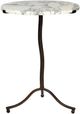 Four Hands Sophie Antiqued Rust End Table with Veined White Marble Top-2