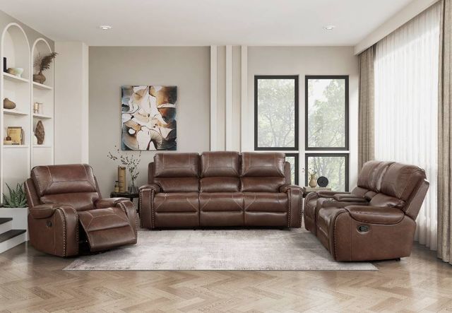 Homelegance® Newnan Brown Double Glider Power Reclining Loveseat-1