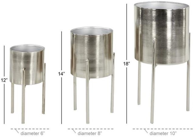 Deco Marche 3-Piece Silver Planter Set-1