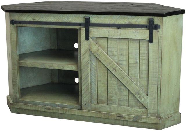 American Heartland Manufacturing Rustic Two-Tone Quaint Corner TV Cart-3