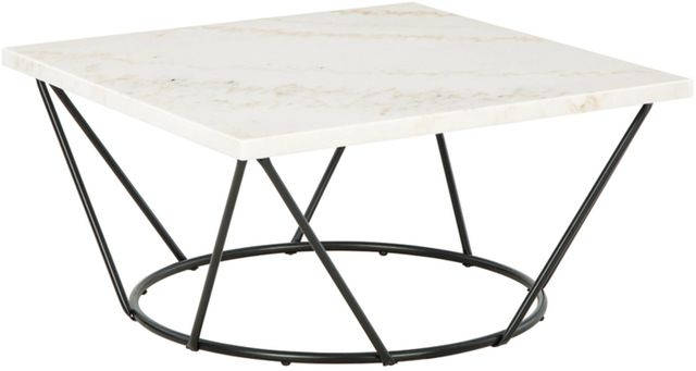 Signature Design by Ashley® Vancent White Coffee Table with Black Metal Base -0