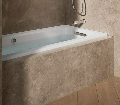 KOHLER® Archer® White 60" x 30" Alcove Heated BubbleMassage™ Air Bath with Bask® Heated Surface - Right Drain-1
