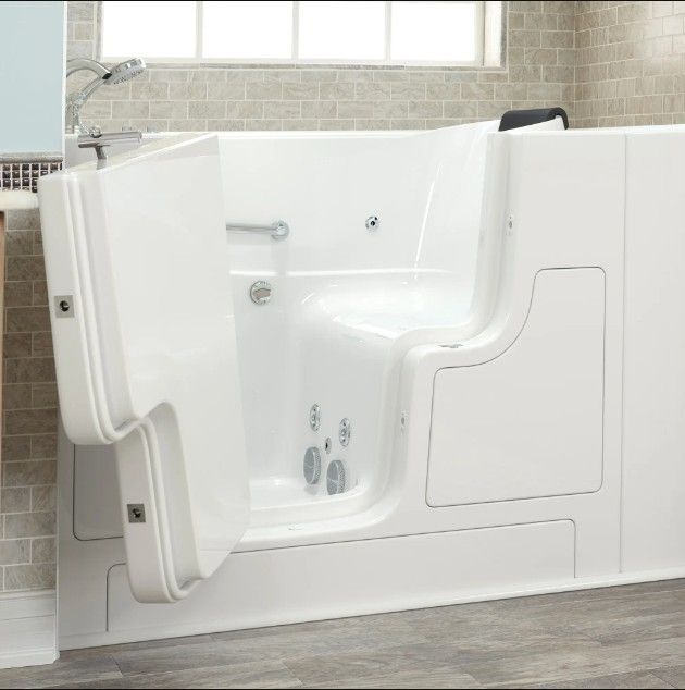 American Standard Gelcoat White 30” x 52” Walk-in Tub with Whirlpool System - Left-Hand Drain with Faucet-2