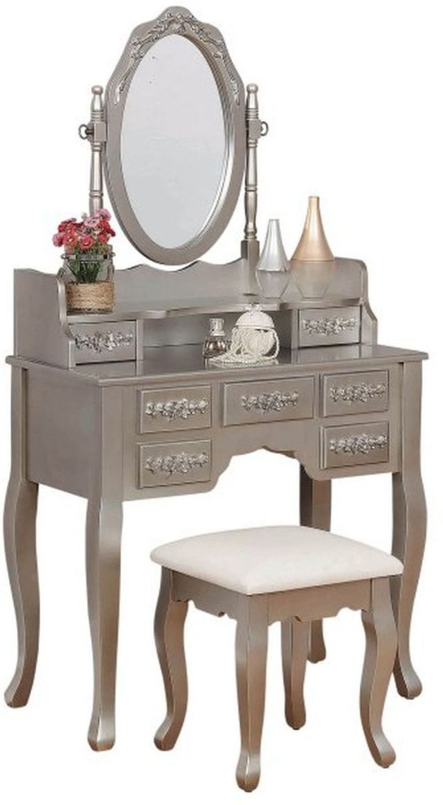 Coaster® Sabrina 2-Piece Silver/White Vanity Set Metallic-0