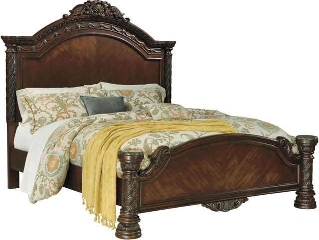 Millennium® by Ashley® North Shore 3-Piece Dark Brown King Panel Bed Set-1