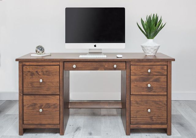 Mako Wood Furniture Inc. Home Office Large Double Pedestal Desk-2