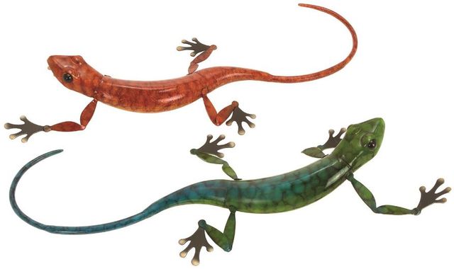 Deco Marche 2-Piece Multi-Colored Lizard Decorative Sculpture Set-0