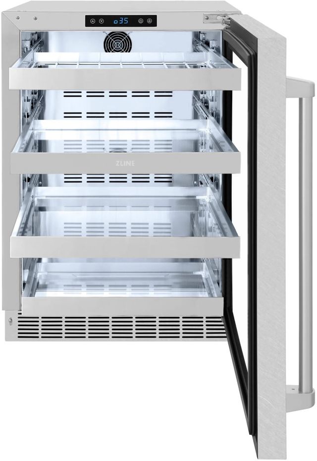 ZLINE Touchstone 24" 5.2 Cu. Ft. Satin Stainless Steel Beverage Center with Glass Door-1