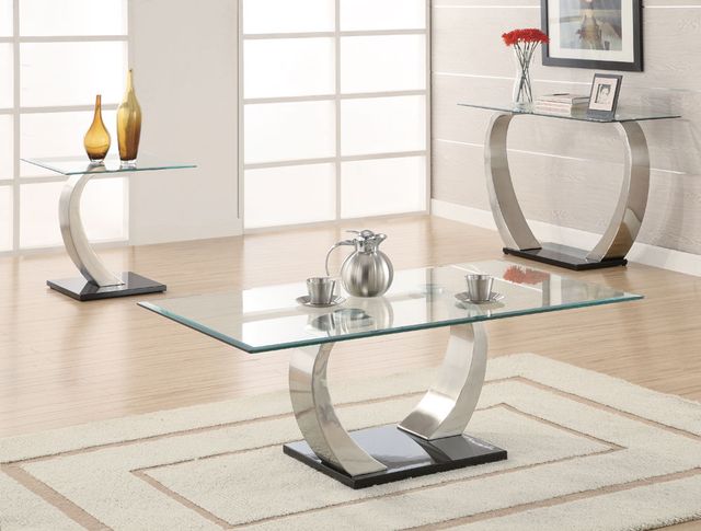 Coaster® Pruitt Glass Top Rectangular Coffee Table with Satin Base-2