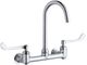 Elkay Chrome 8" Centerset Deck Mount Laminar Flow Faucet with 5" Gooseneck Spout and 6" Wristblade Handles-0