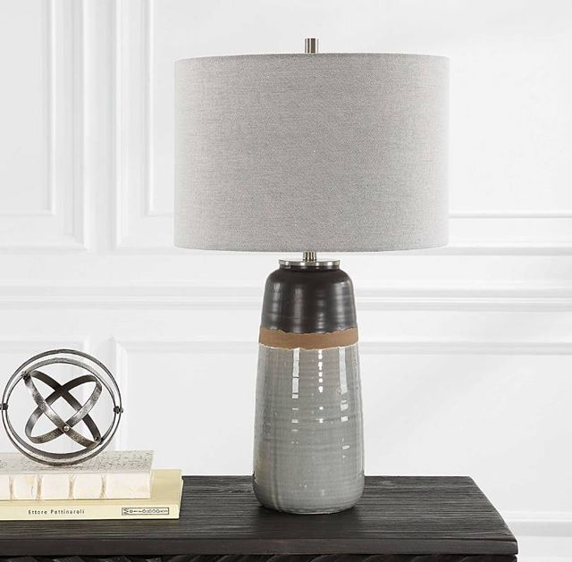 Uttermost® Coen Aged Black Glaze/Gray Table Lamp-2