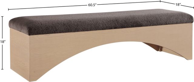 Meridian Furniture Lawson Brown/Natural Velour Fur Fabric Bench-3