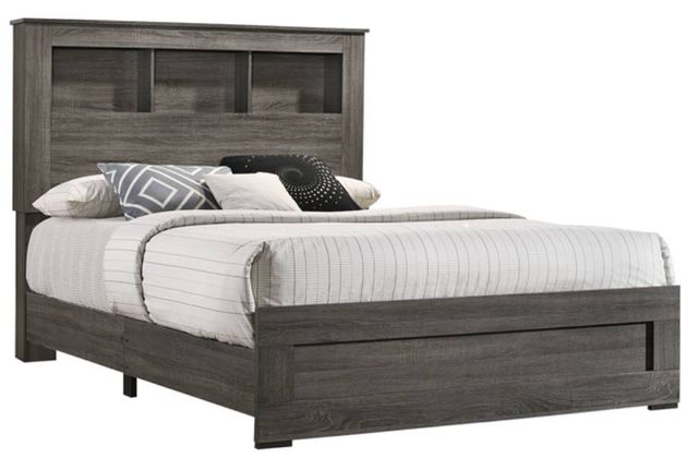 American Wholesale Furniture Salt Creek Distressed Gray King Bookcase Bed-0