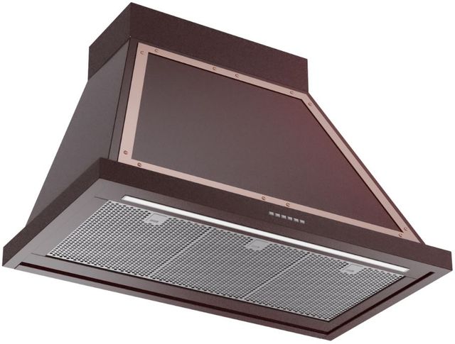 Ilve® Nostalgie II Noblesse 36" Burgundy Wall Mounted Range Hood with Copper Trim-1