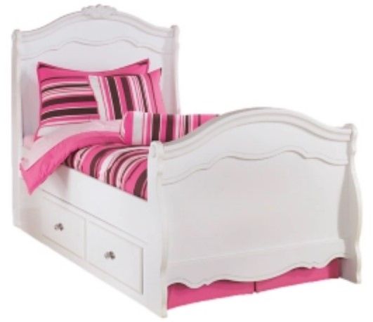  Signature Design by Ashley® Exquisite 4-Piece White Twin Storage Sleigh Bed Set-1