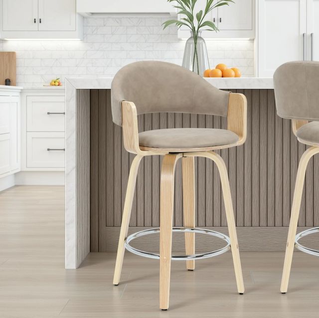 Armen Living Daxton Oak/Vintage Taupe Counter Stool-1