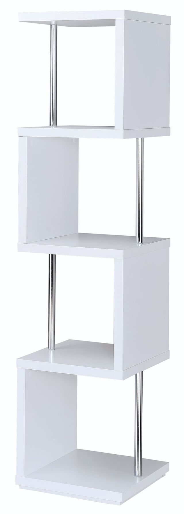 Coaster® Baxter White/Chrome 4-Shelf Bookcase-4