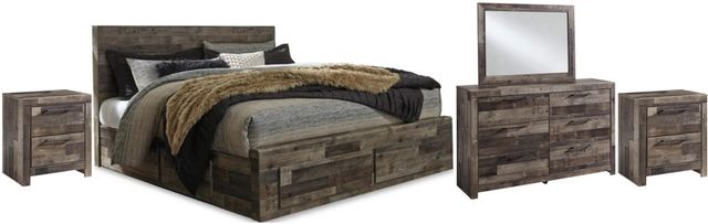 Benchcraft® Derekson 5-Piece Multi Gray King Panel Storage Bed Set-0