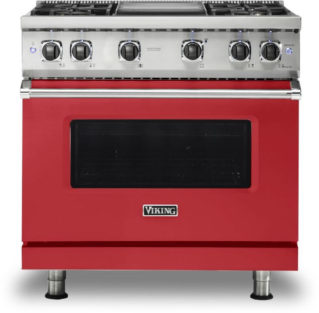 Viking® 5 Series 36" San Marzano Red Pro Style Natural Gas Range with 12" Griddle-0