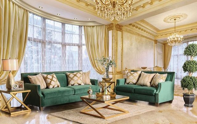 Furniture of America® Verdante Emerald Green Sofa-1