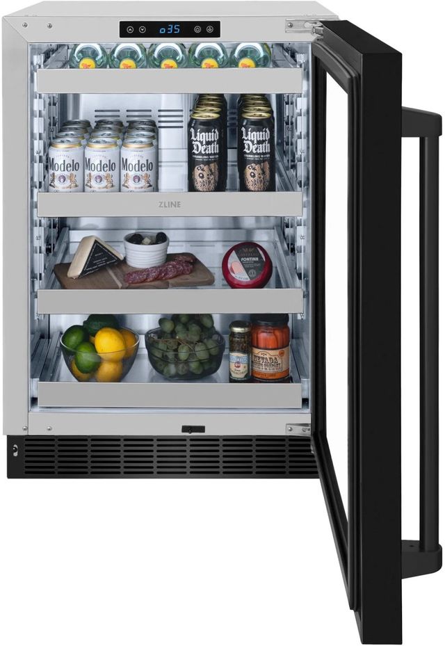 ZLINE Touchstone 24" 5.2 Cu. Ft. Stainless Steel Beverage Center with Black Stainless Steel Glass Door-2