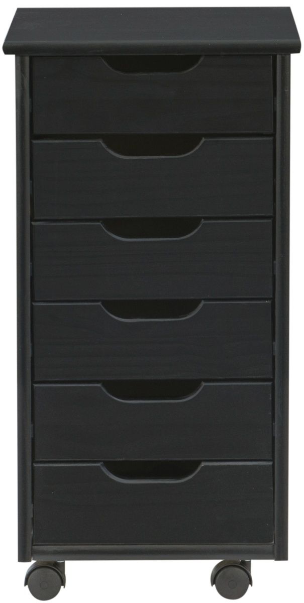 Linon Rudy Black 6-Drawer Rolling Storage Cart-2