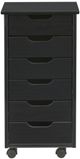 Linon Rudy Black 6-Drawer Rolling Storage Cart-2