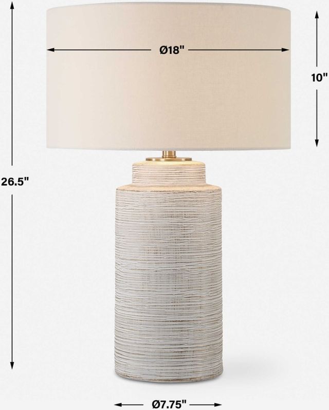 Uttermost® Crimp Distressed Ivory Glaze Table Lamp-3