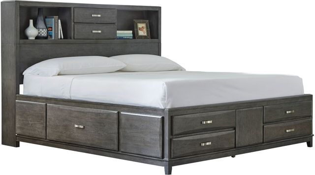Signature Design by Ashley® Caitbrook Gray California King Bookcase Bed with 8-Drawer Storage-0