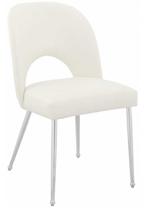 Meridian Furniture Logan Cream/Chrome Velvet Dining Side Chair-0