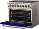 FORNO® Capriasca 36" Stainless Steel Pro Style Dual Fuel Range with Blue Door-3
