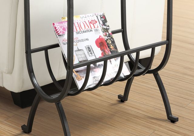 Monarch Specialties Inc. Glass Top Side Table with Stardust Brown Metal Frame -2