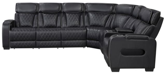 Homelegance® Fairway 3-Piece Black Power Reclining Sectional with Right Side Console-3