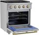 Hauslane HausPro Range 30" Stainless Steel Pro-Style Gas Range with Satin Brass Knobs-4