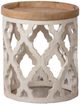 A & B Home Brown Tray Top Large Side Table with Distressed White Base-1