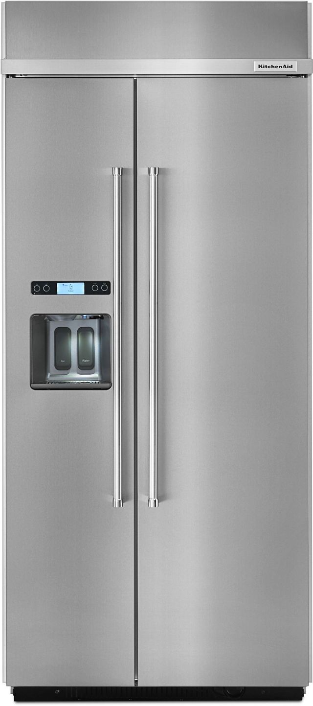 KitchenAid® 20.8 Cu. Ft. Stainless Steel with PrintShield™ Finish Built In Side-By-Side Refrigerator-0