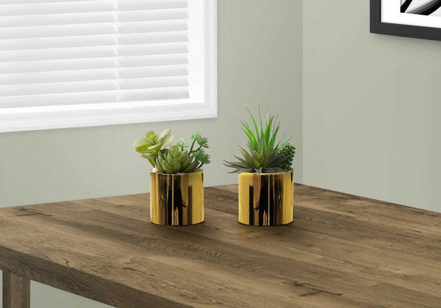 Monarch Specialties Inc. 2-piece 7" Artificial Succulent with Gold Pot-1