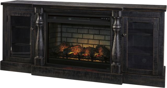 Signature Design by Ashley® Mallacar Black 75" TV Stand with Electric Fireplace-1