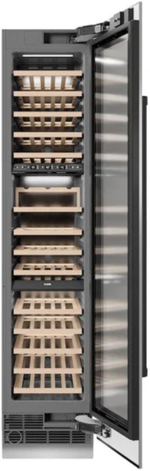 ZLINE Autograph Edition 18" 9.0 Cu. Ft. Triple Zone 68 Bottle Right Hinge Column Wine Cooler in Stainless Steel with Matte Black Accents-1