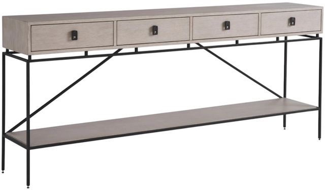 Universal Explore Home™ Coalesce Barber Rolling Fog Console Table with Black Base-0